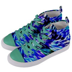 Abstract Background Blue White Women s Mid-top Canvas Sneakers