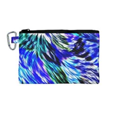 Abstract Background Blue White Canvas Cosmetic Bag (medium)