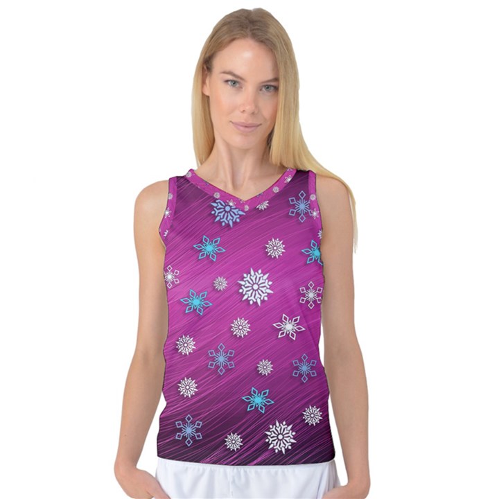 Snowflakes 3d Random Overlay Women s Basketball Tank Top