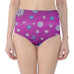 Snowflakes 3d Random Overlay High-waist Bikini Bottoms by Celenk