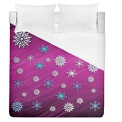 Snowflakes 3d Random Overlay Duvet Cover (queen Size) by Celenk