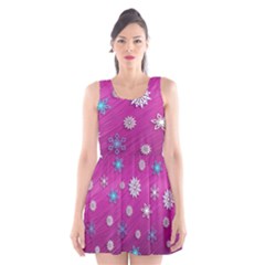 Snowflakes 3d Random Overlay Scoop Neck Skater Dress by Celenk