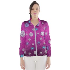 Snowflakes 3d Random Overlay Wind Breaker (women) by Celenk