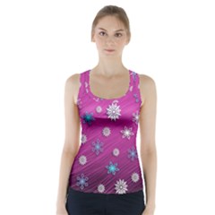 Snowflakes 3d Random Overlay Racer Back Sports Top by Celenk