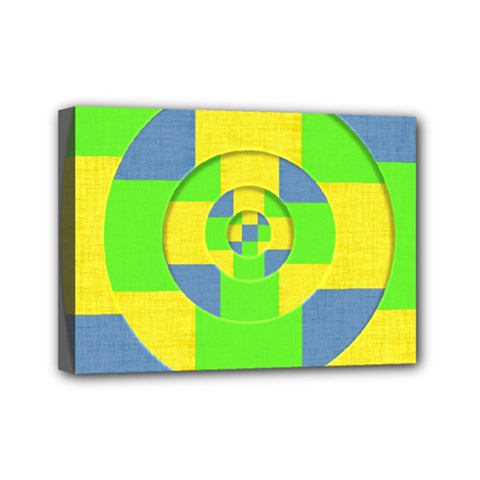 Fabric 3d Geometric Circles Lime Mini Canvas 7  X 5  by Celenk