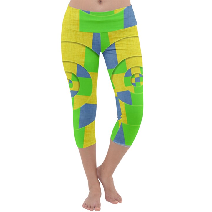 Fabric 3d Geometric Circles Lime Capri Yoga Leggings