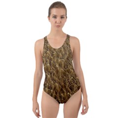 Water Mirror Background Pattern Cut-out Back One Piece Swimsuit