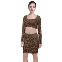 Water Mirror Background Pattern Long Sleeve Crop Top & Bodycon Skirt Set