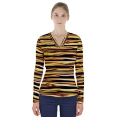 Texture Wood Wood Texture Wooden V-neck Long Sleeve Top