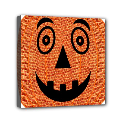 Fabric Halloween Pumpkin Funny Mini Canvas 6  X 6  by Celenk