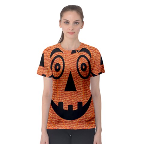 Fabric Halloween Pumpkin Funny Women s Sport Mesh Tee by Celenk