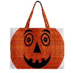 Fabric Halloween Pumpkin Funny Zipper Mini Tote Bag by Celenk