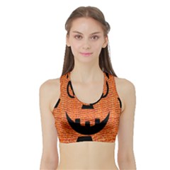 Fabric Halloween Pumpkin Funny Sports Bra With Border by Celenk