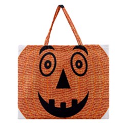 Fabric Halloween Pumpkin Funny Zipper Large Tote Bag by Celenk