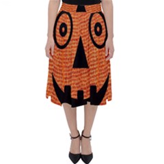 Fabric Halloween Pumpkin Funny Folding Skater Skirt