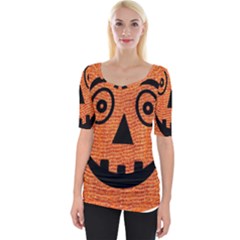 Fabric Halloween Pumpkin Funny Wide Neckline Tee