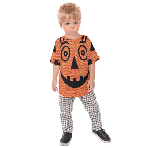 Fabric Halloween Pumpkin Funny Kids Raglan Tee by Celenk