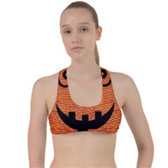 Fabric Halloween Pumpkin Funny Criss Cross Racerback Sports Bra