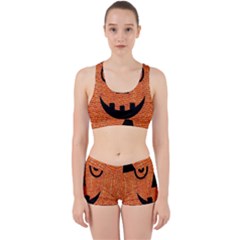 Fabric Halloween Pumpkin Funny Work It Out Sports Bra Set by Celenk