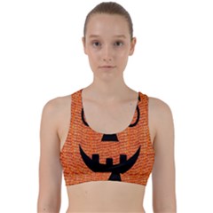 Fabric Halloween Pumpkin Funny Back Weave Sports Bra by Celenk