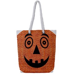 Fabric Halloween Pumpkin Funny Full Print Rope Handle Tote (small)