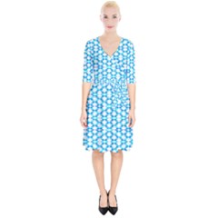 Fabric Geometric Aqua Crescents Wrap Up Cocktail Dress