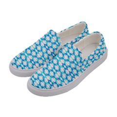 Fabric Geometric Aqua Crescents Women s Canvas Slip Ons by Celenk