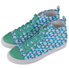 Fabric Geometric Aqua Crescents Women s Mid-top Canvas Sneakers