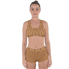 Wood Background Backdrop Plank Racerback Boyleg Bikini Set by Celenk