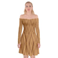 Wood Background Backdrop Plank Off Shoulder Skater Dress by Celenk