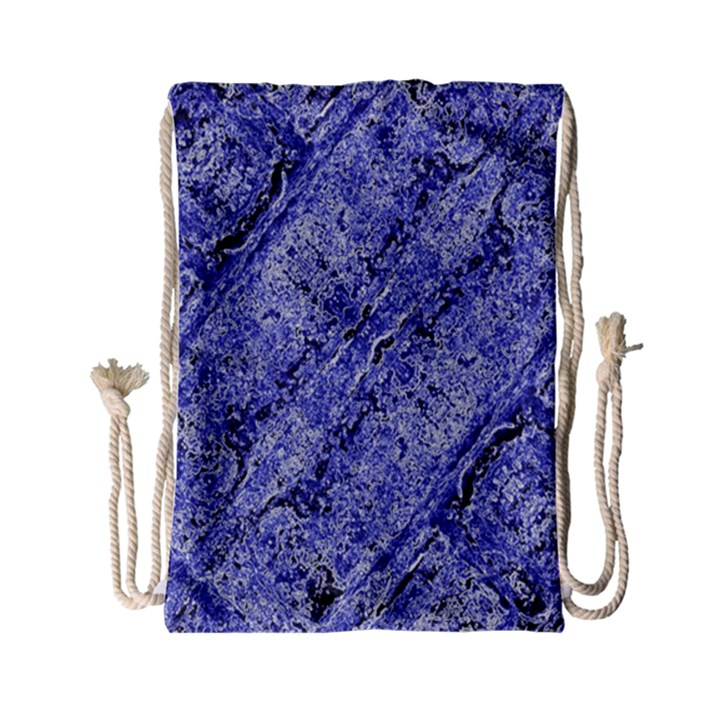 Texture Blue Neon Brick Diagonal Drawstring Bag (Small)