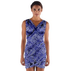 Texture Blue Neon Brick Diagonal Wrap Front Bodycon Dress by Celenk