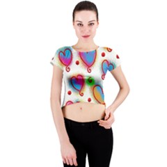 Love Hearts Shapes Doodle Art Crew Neck Crop Top