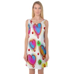 Love Hearts Shapes Doodle Art Sleeveless Satin Nightdress