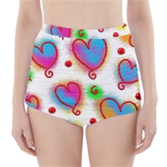 Love Hearts Shapes Doodle Art High-waisted Bikini Bottoms by Celenk