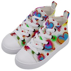 Love Hearts Shapes Doodle Art Kid s Mid-top Canvas Sneakers