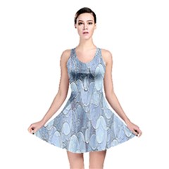 Bubbles Texture Blue Shades Reversible Skater Dress by Celenk