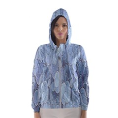 Bubbles Texture Blue Shades Hooded Wind Breaker (women) by Celenk