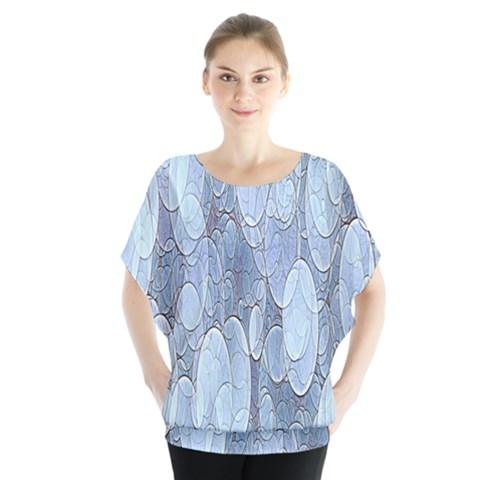 Bubbles Texture Blue Shades Blouse by Celenk