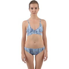 Bubbles Texture Blue Shades Wrap Around Bikini Set