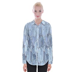 Bubbles Texture Blue Shades Womens Long Sleeve Shirt