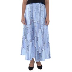 Bubbles Texture Blue Shades Flared Maxi Skirt by Celenk