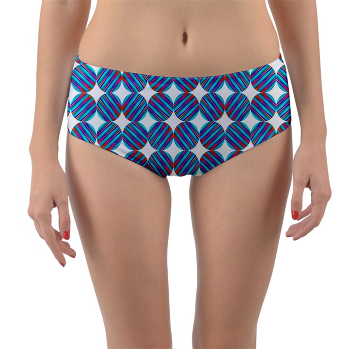 Geometric Dots Pattern Rainbow Reversible Mid-Waist Bikini Bottoms