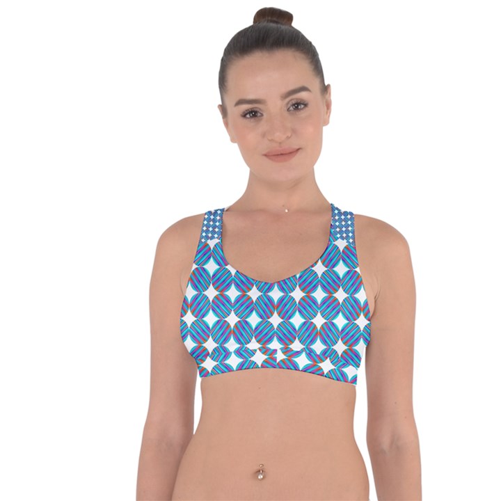 Geometric Dots Pattern Rainbow Cross String Back Sports Bra