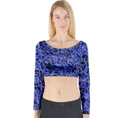 Texture Structure Electric Blue Long Sleeve Crop Top by Celenk