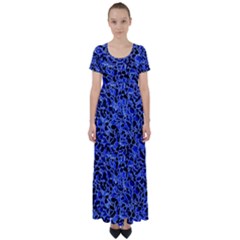 Texture Structure Electric Blue High Waist Short Sleeve Maxi Dress