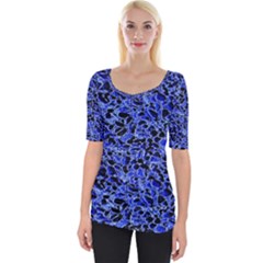 Texture Structure Electric Blue Wide Neckline Tee