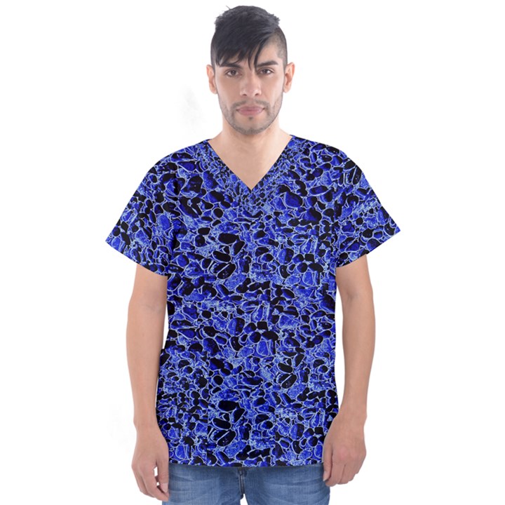 Texture Structure Electric Blue Men s V-Neck Scrub Top