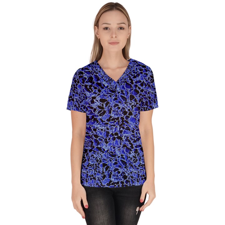 Texture Structure Electric Blue Scrub Top