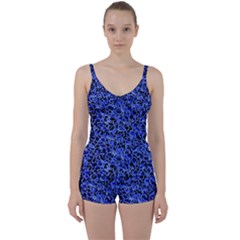 Texture Structure Electric Blue Tie Front Two Piece Tankini